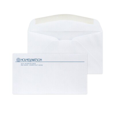 Custom #6-3/4 Diagonal Seam Standard Envelopes, 3 5/8 x 6 1/2, 24# White Wove, 1 Custom Ink