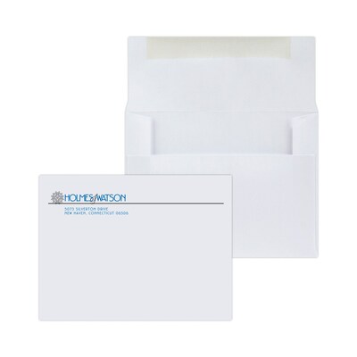 Custom 4-3/8 x 5-5/8 Greeting Card Envelopes, 24# White Stock, 2 Standard Inks, 250 / Pack