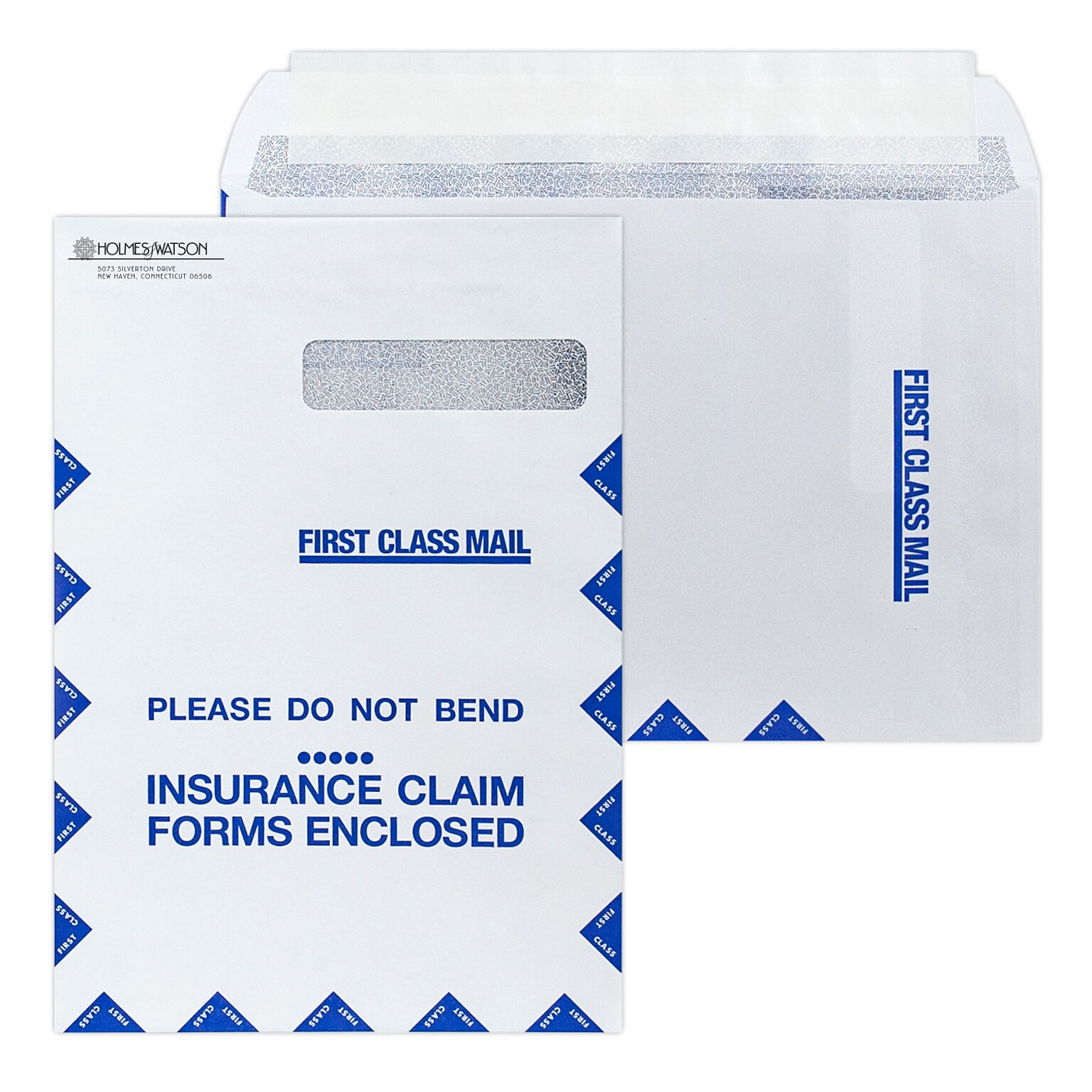 Custom 9 x 13 Resubmission Right Window Self Seal Envelopes with Security Tint, 24# White Wove, 1 Standard Ink, 250 / Pack