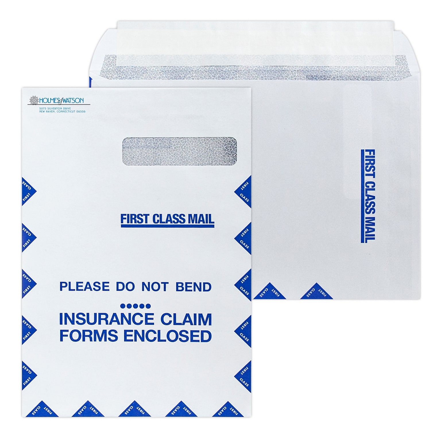 Custom 9 x 13 Resubmission Right Window Self Seal Envelopes with Security Tint, 24# White Wove, 2 Standard Inks, 250 / Pack