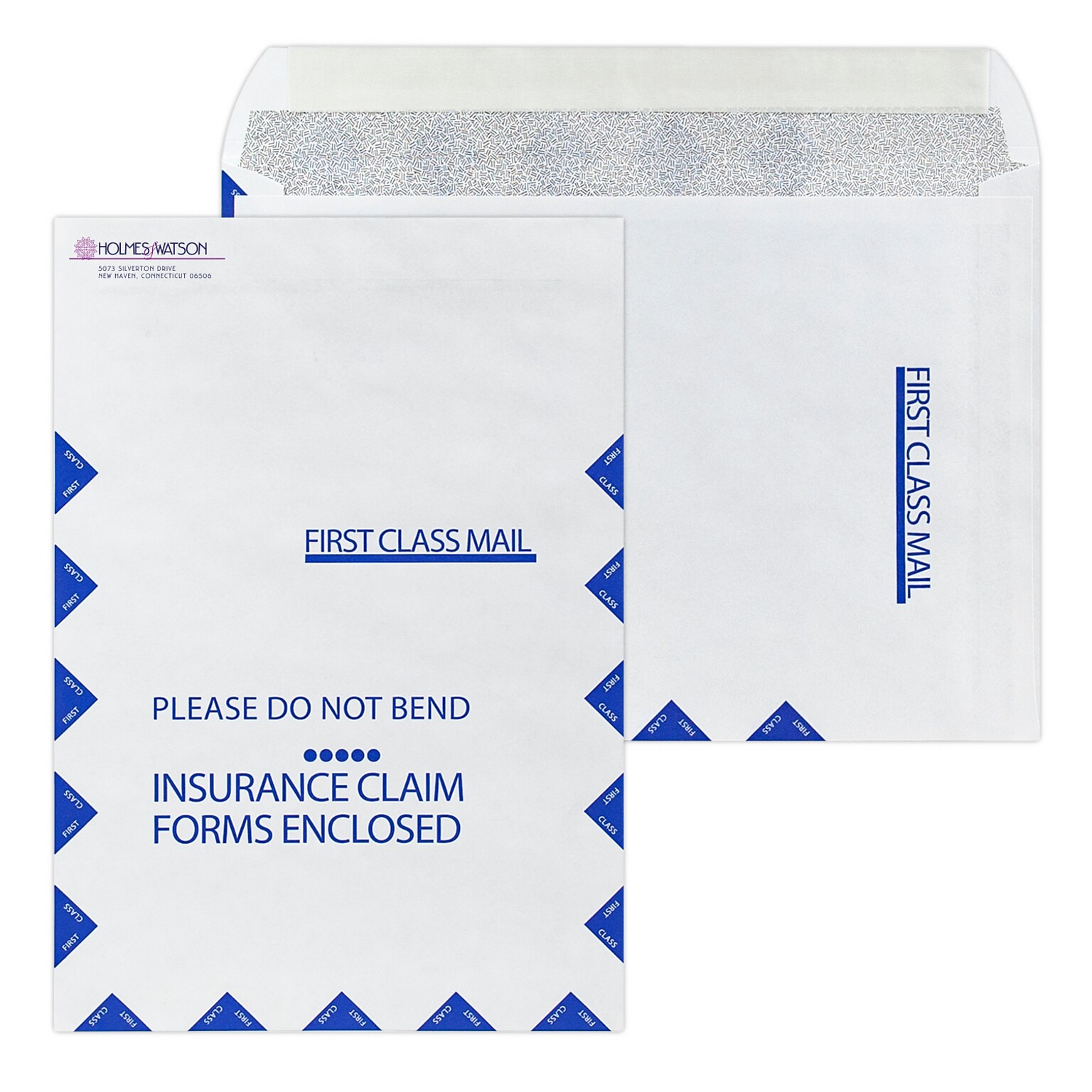 Custom 9 x 13 Resubmission Self Seal Envelopes with Security Tint, 24# White Wove, 2 Custom Inks, 250 / Pack