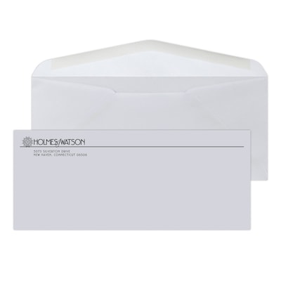 Custom #10 Standard Envelopes, 4 1/4 x 9 1/2, 24# White CA-RE-BO Stock, 1 Standard Ink, 250 / Pack