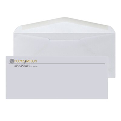 Custom #10 Standard Envelopes, 4 1/4 x 9 1/2, 24# White CA-RE-BO Stock, 1 Standard and 1 Custom In
