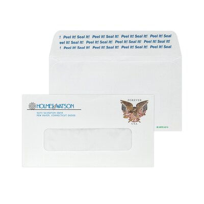 Custom #6-3/4 Pre-stamped Window Envelopes, 3 5/8 x 6 1/2, 24# White Wove, 2 Standard Inks, 250 / Pack