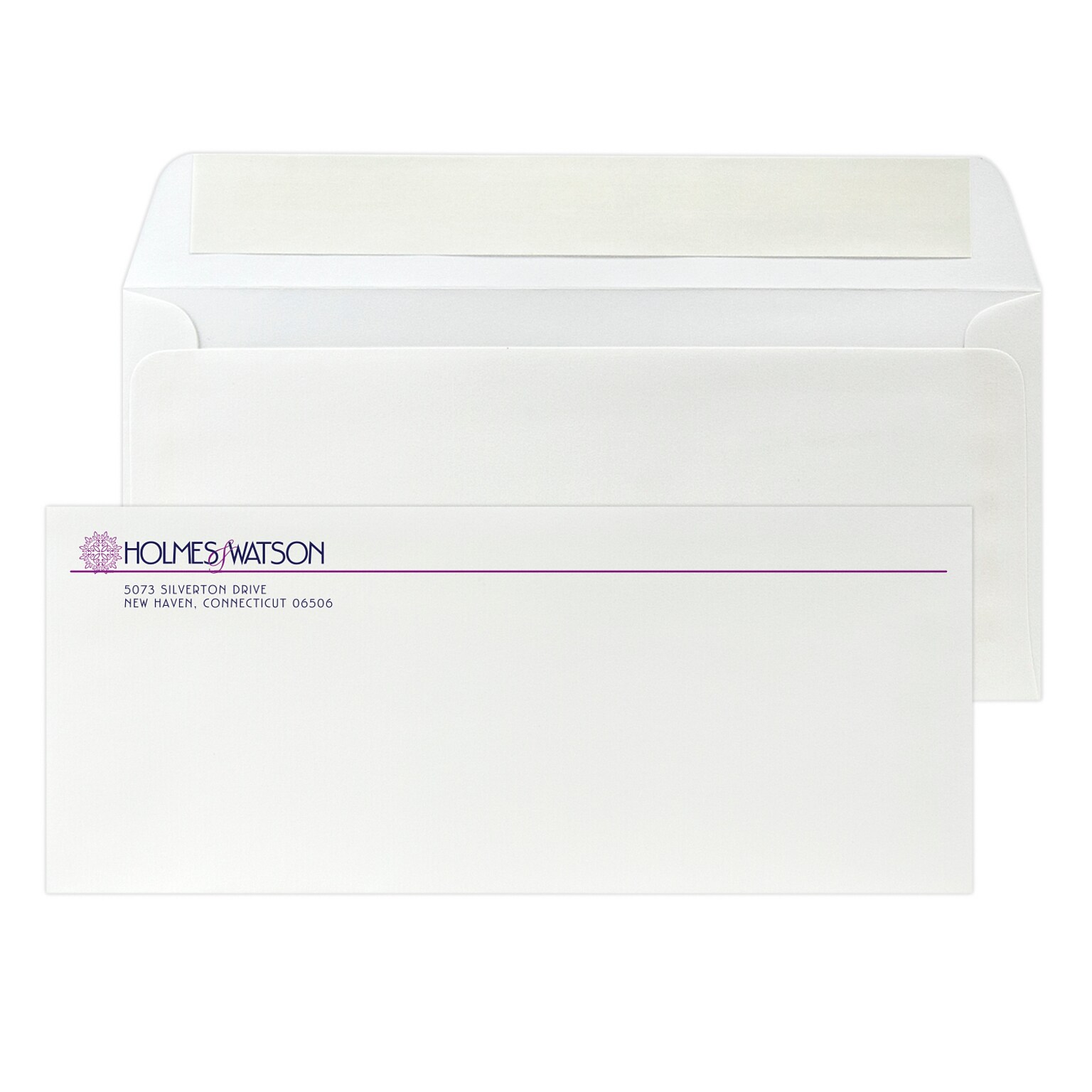 Custom #10 Peel and Seal Envelopes, 4 1/8 x 9 1/2, 24# CLASSIC® LAID Solar White, 2 Custom Inks, 250 / Pack