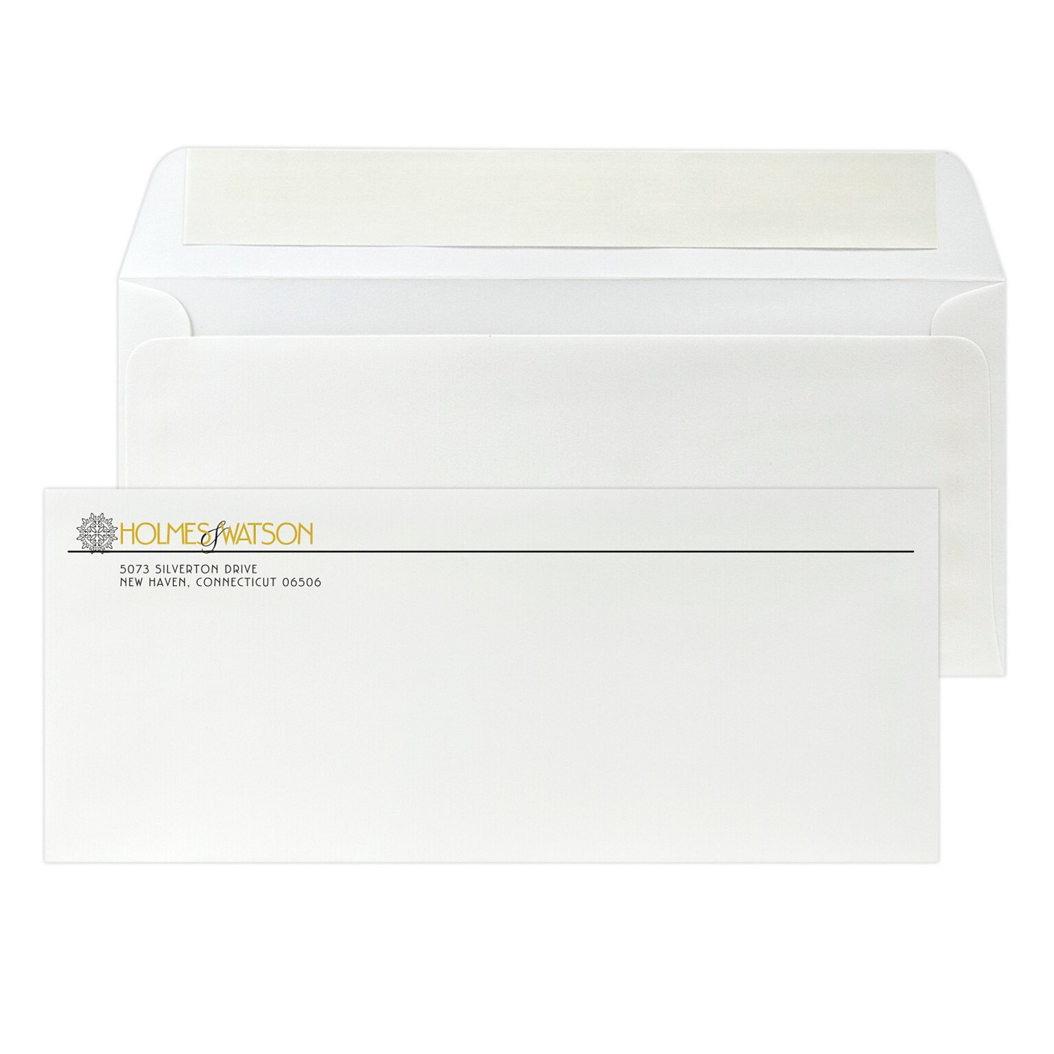 Custom #10 Peel and Seal Envelopes, 4 1/8 x 9 1/2, 24# CLASSIC® LAID Solar White, 1 Standard and 1 Custom Inks, 250 / Pack