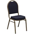 Flash Furniture Hercules Dome-Back Stacking Banquet Chair, Navy Patterned Fabric, 2.5 Seat, Gold
