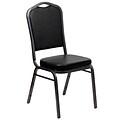 Flash Furniture Hercules Series Crown-Back Stacking Banquet Chair, Black, 2.5 Seat, Silver Vein