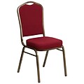 Flash Hercules Crown Back Stacking Banquet Chair; Burgundy Fabric, 2.5 Thick Seat, Gold Vein