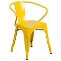 Flash Furniture Metal Indoor/Outdoor Chair with Arms, Yellow (CH31270YL)