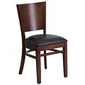 Flash Furniture Lacey Series Solid-Back Wood Restaurant Chair, Walnut w/Black Vinyl Seat
