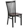 Flash Furniture Hercules Series Schoolhouse-Back Metal Restaurant Chair, Black w/Walnut Wood