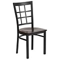 Flash Furniture Hercules Series Window-Back Metal Restaurant Chair, Black w/Walnut Wood