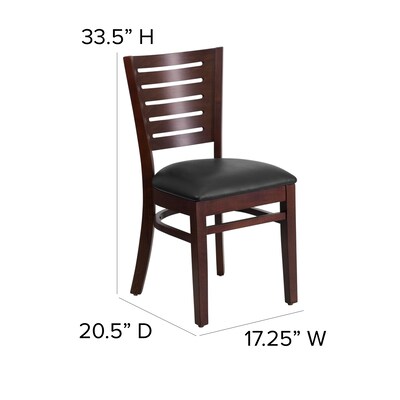 Flash Furniture Darby Traditional Vinyl & Wood Slat Back Restaurant Dining Chair, Walnut/Black (XUDGW018WALBKV)