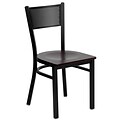 Flash Furniture Hercules Series 18 Black Grid Back Metal Restaurant Chair, Mahogany Wood