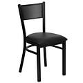 Flash Furniture Hercules Series Grid-Back Metal Restaurant Chair, Black w/Black Vinyl