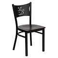 Flash Furniture Hercules Black Coffee-Back Metal Restaurant Chair, Mahogany Wood