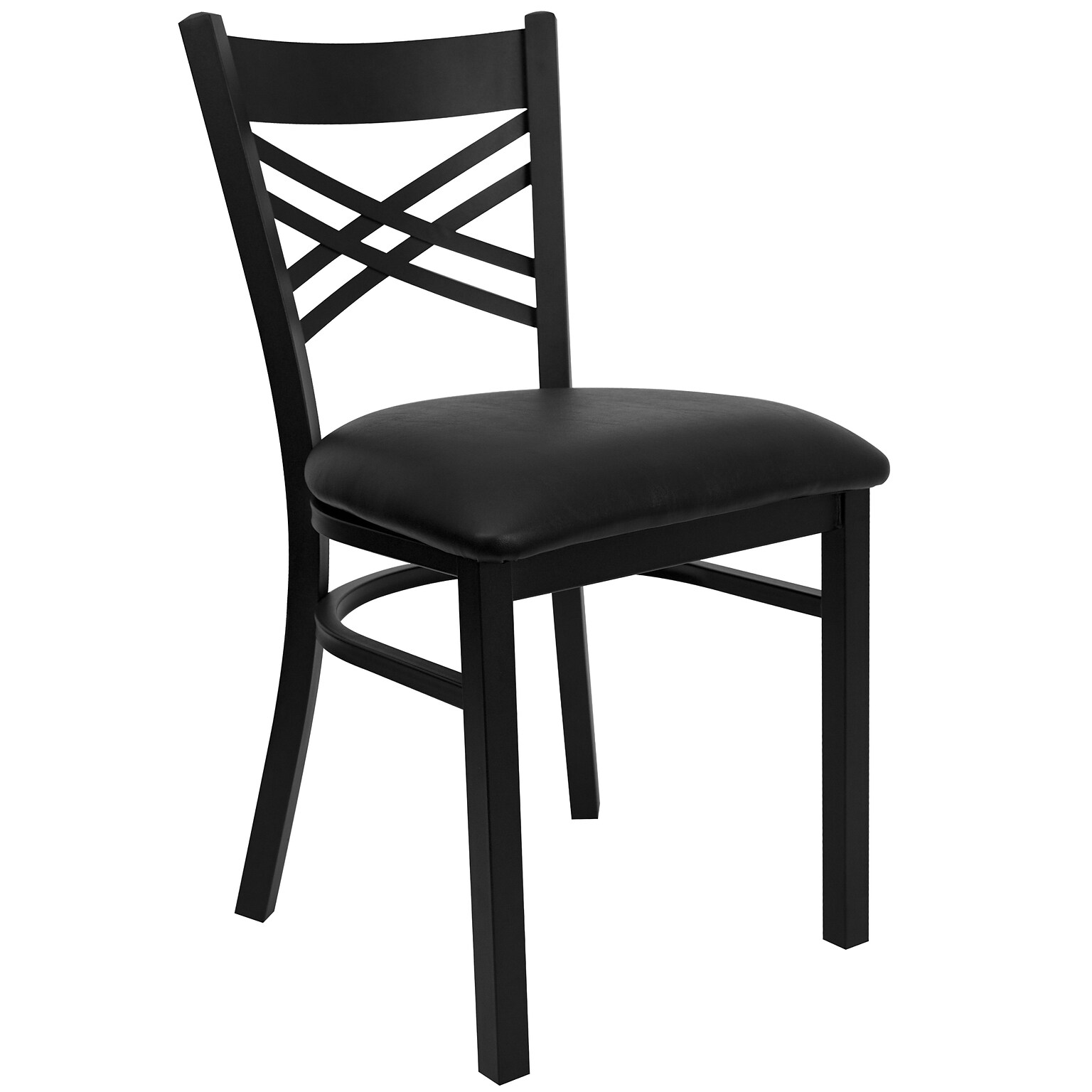 Flash Furniture Hercules Traditional Vinyl & Metal X-Back Restaurant Dining Chair, Black (XU6FOBXBKBLKV)