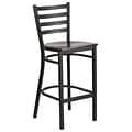 Flash Furniture HERCULES Series Traditional Metal Ladder Back Restaurant Barstool, Black/Walnut Wood