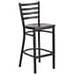 Flash Furniture HERCULES Series Traditional Metal Ladder Back Restaurant Barstool, Black/Walnut Wood (XUDG697BBARWAW)