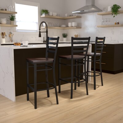 Flash Furniture Traditional Wood Restaurant Barstool with Back, Walnut (XUDG697BBARWAW)