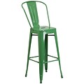 Flash Furniture 30.25 High Metal Indoor-Outdoor Barstool, Green Powder Coat Finish, 4bx