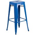 Flash Furniture 30H Backless Metal Indoor/Outdoor Barstool with Square Seat, Blue (CH3132030BL)