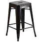 Flash Furniture Kai Industrial Metal Counter Stool without Back, Black-Antique Gold (CH3132024BQ)