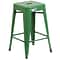 Flash Furniture Kai Industrial Metal Counter Stool without Back, Green (CH3132024GN)