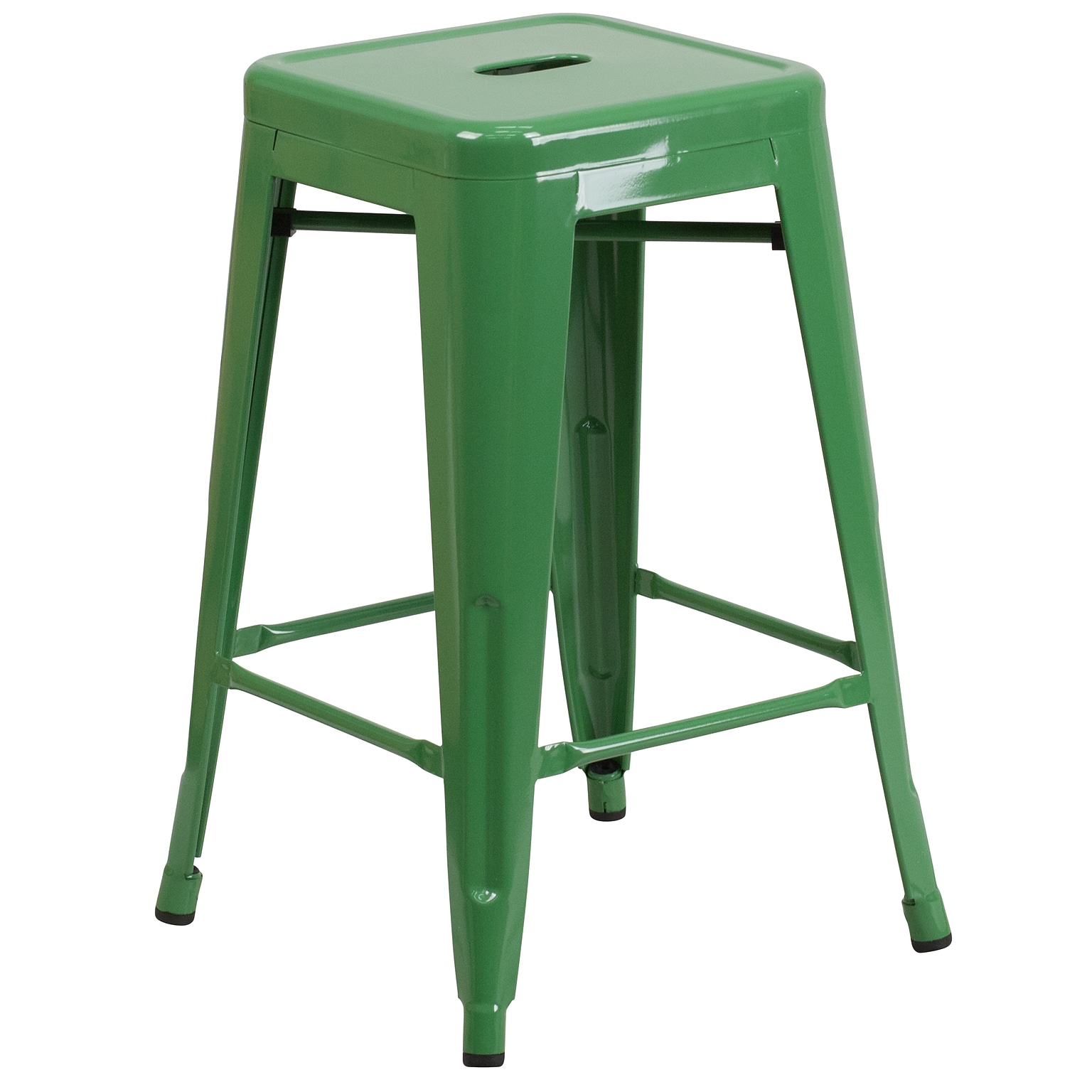 Flash Furniture Kai Industrial Metal Counter Stool without Back, Green (CH3132024GN)