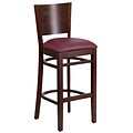 Flash Furniture 31.5 Lacey Series Solid Back Restaurant Barstool, Burgundy Seat, Walnut Finish, 2bx