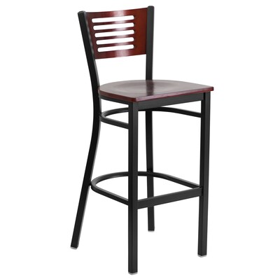 Flash Furniture Traditional Wood Restaurant Barstool with Back, Mahogany (XUDG6H1BMAH)