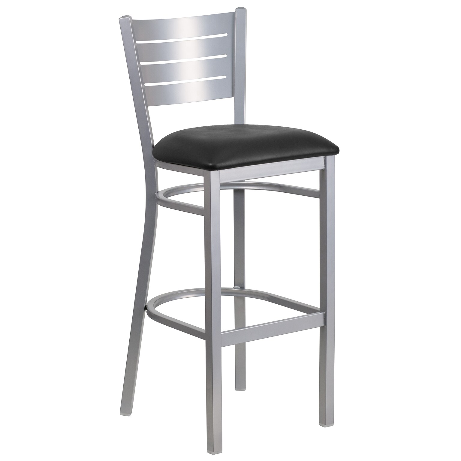 Flash Furniture HERCULES Series Traditional Metal Slat Back Restaurant Barstool, Silver/Black (XUDG60402BBKV)