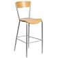 Flash Furniture Invincible Series Traditional Metal Open Back Restaurant Barstool, Silver/Natural Wood (XUDG60218B)