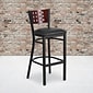 Flash Furniture Traditional Vinyl Restaurant Barstool with Back, Black (XUDG118MAHBBKV)