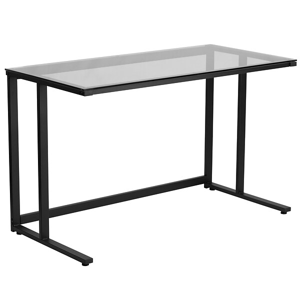 Flash Furniture 47 Glass Glass Computer Desks Clear/Black (NANWK055)