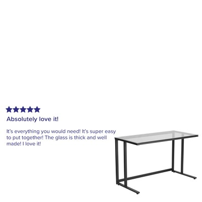 Flash Furniture 47"W Glass Computer Desk, Clear/Black (NANWK055)