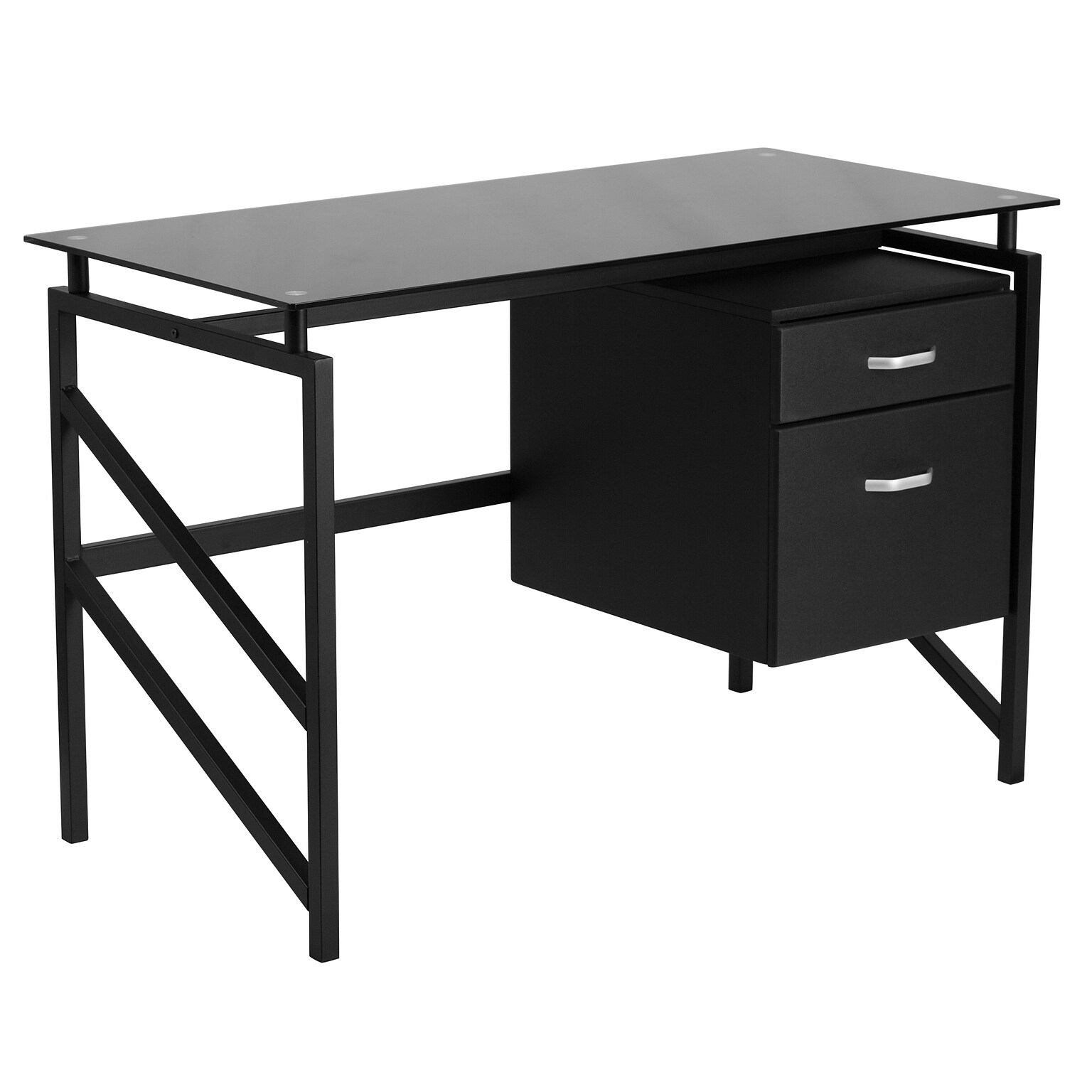 Flash Furniture 46 Glass Glass Computer Desks Black (NANWK036)