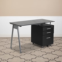 Flash Furniture 47 Glass Glass Computer Desks Black (NANWK021A)