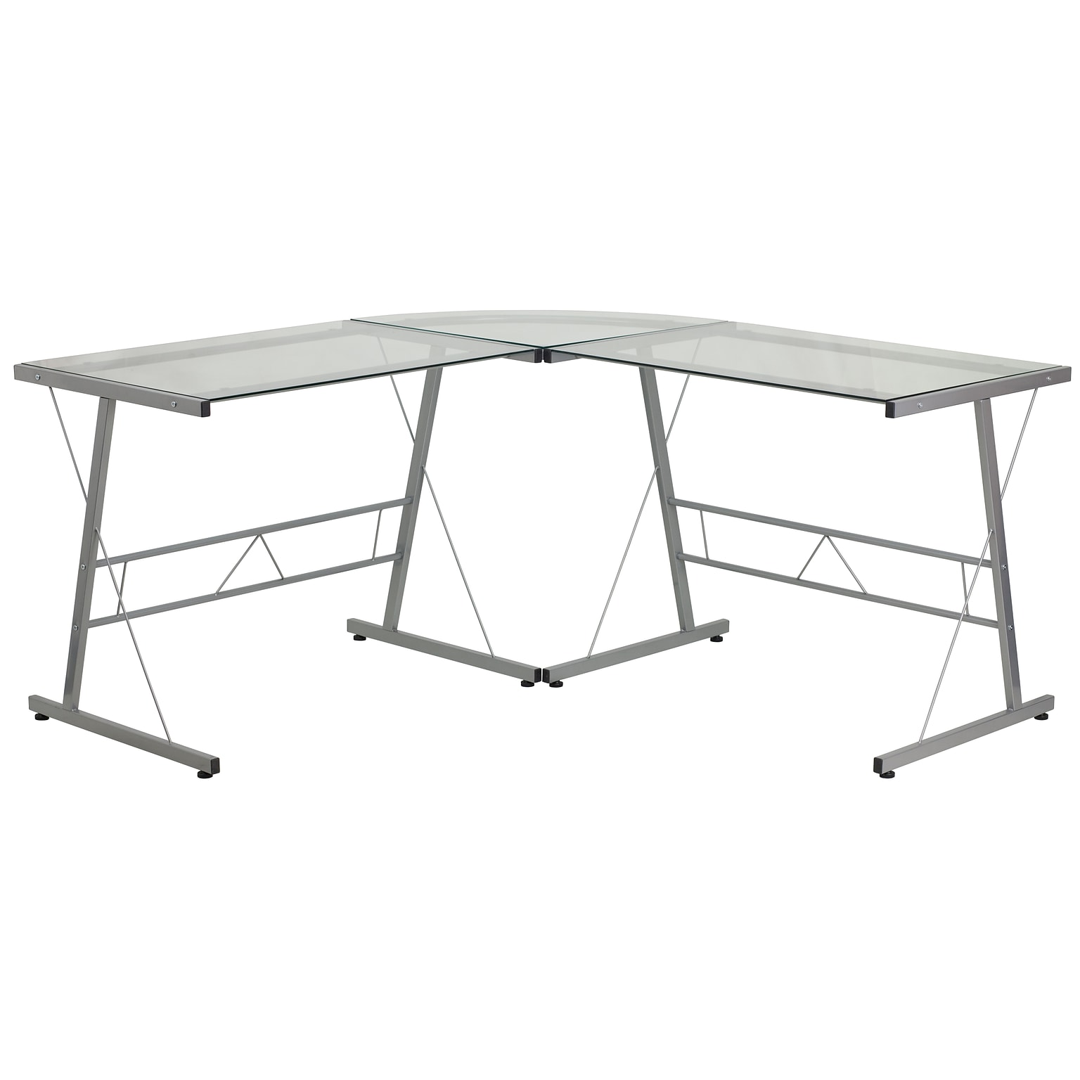 Flash Furniture 84 Glass L-Shape Computer Desk, Clear/Silver (NANCD22181)