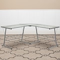 Flash Furniture 84 Glass L-Shape Computer Desk, Clear/Silver (NANCD22181)