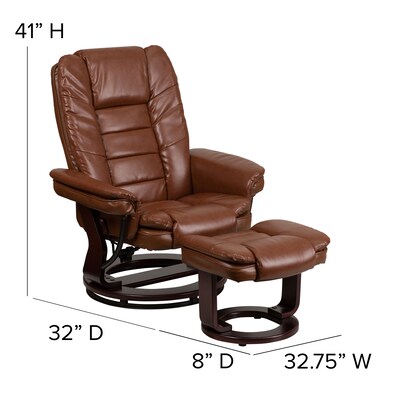 Flash Furniture LeatherSoft Recliner and Ottoman Set Brown Vintage (BT7818VIN)