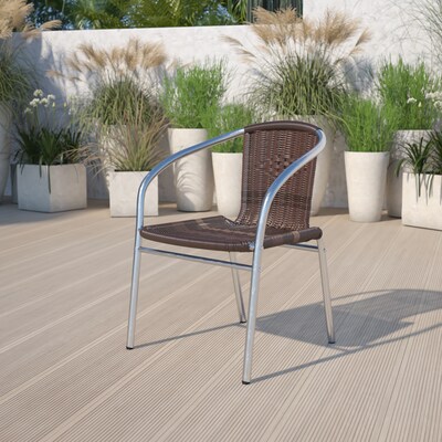 Flash Furniture Lila Contemporary Aluminum/Rattan Dining Chair, Dark Brown (TLH020)