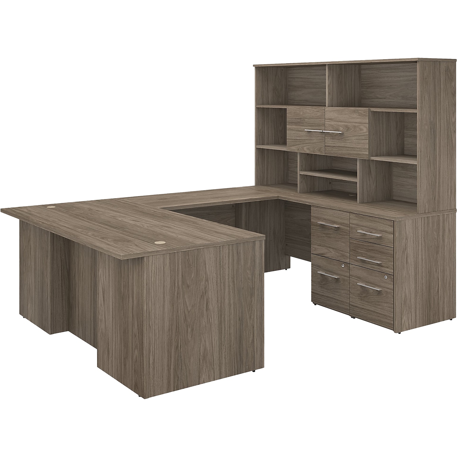 Bush Business Furniture Office 500 72W U Shaped Executive Desk with Drawers and Hutch, Modern Hickory (OF5003MHSU)