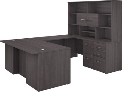 Bush Business Furniture Office 500 72W U Shaped Executive Desk with Drawers and Hutch, Storm Gray (