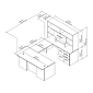 Bush Business Furniture Office 500 72"W U Shaped Executive Desk with Drawers and Hutch, Storm Gray (OF5003SGSU)