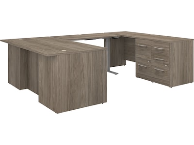 Bush Business Furniture Office 500 72"W Adjustable U-Shaped Executive Desk with Drawers, Modern Hickory (OF5005MHSU)