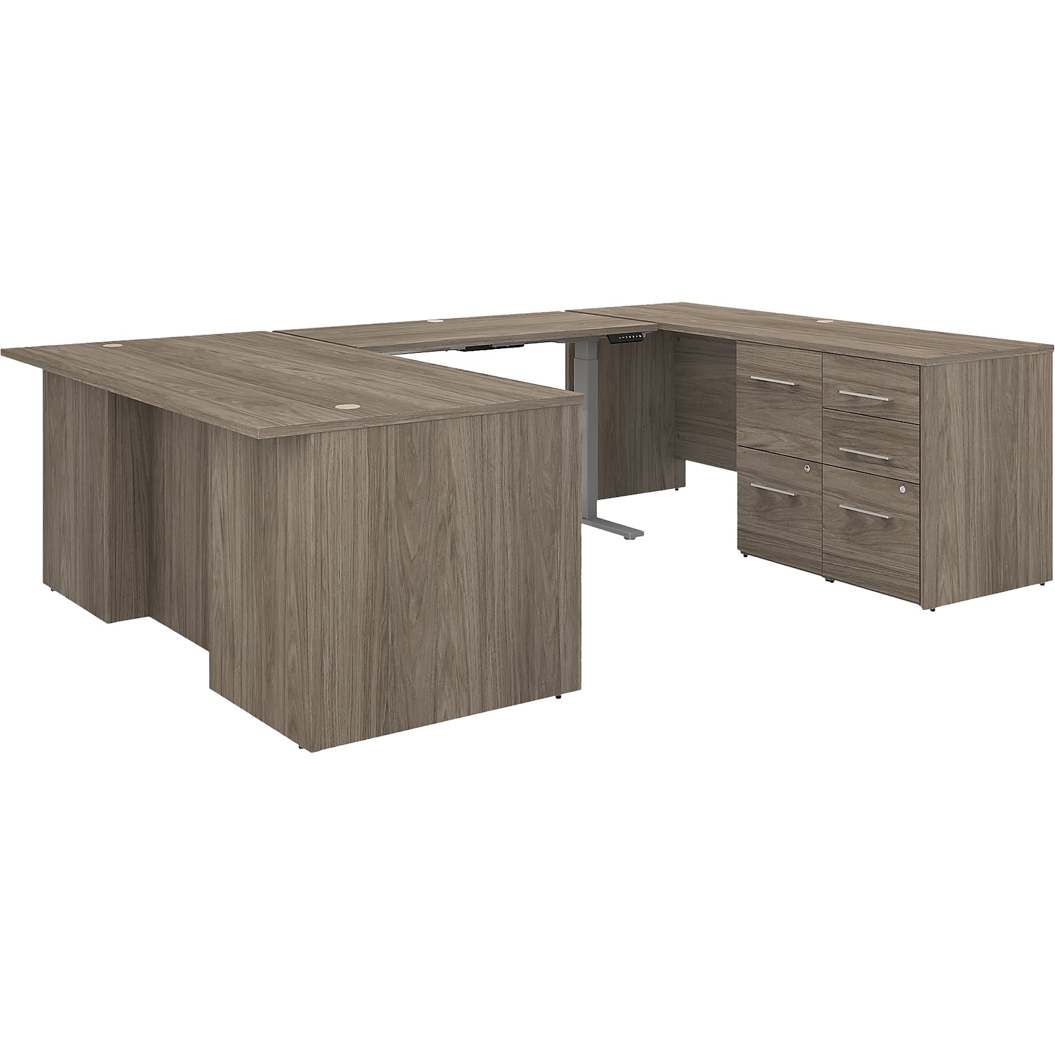Bush Business Furniture Office 500 72W Adjustable U-Shaped Executive Desk with Drawers, Modern Hickory (OF5005MHSU)