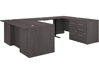 Bush Business Furniture Office 500 72W Adjustable U-Shaped Executive Desk with Drawers, Storm Gray