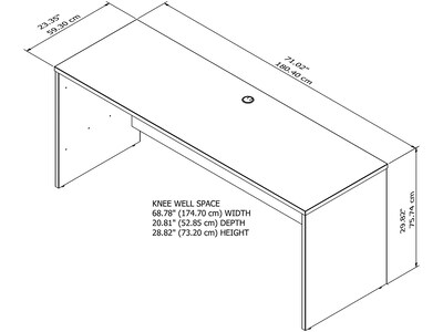 Bush Business Furniture Office 500 72"W Credenza Desk, Modern Hickory (OFD272MH)